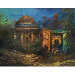 A. Q. Arif, 22 x 28 Inch, Oil on Canvas, Cityscape Painting, AC-AQ-467